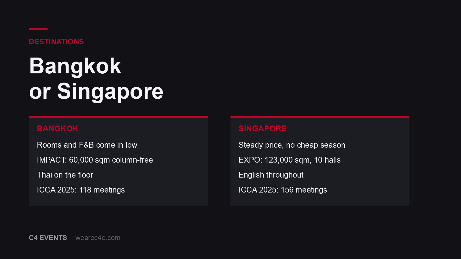 Bangkok or Singapore: where to run your next corporate event